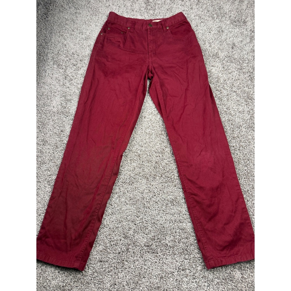 Eddie Bauer Women 6 Burgundy Red Cotton Twill Pants Straight Leg 5-Pocket 2268